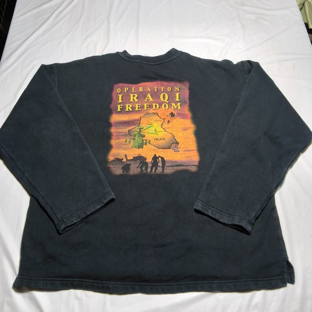 Vintage Operation Iraqi Freedom Sweater Size Large Long Sleeve Viking Design
